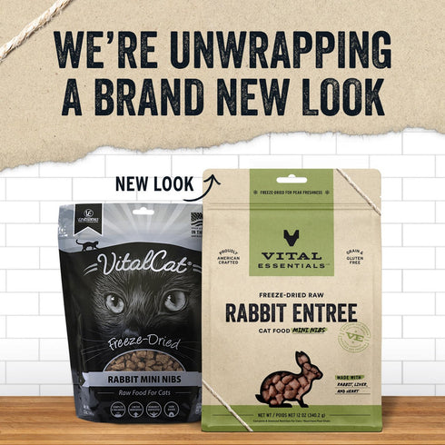 Vital Essentials Freeze-Dried Raw Rabbit Entree Cat Food Mini Nibs 12oz - Poudre Pet and Feed Supply